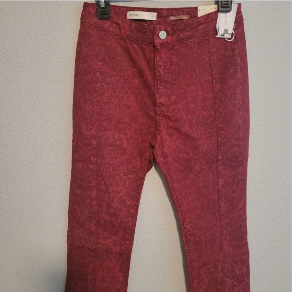 Anthropologie Pilcro Floral High Rise Jeans Women's 27 Tall Burgundy Bohemian - Picture 4 of 6